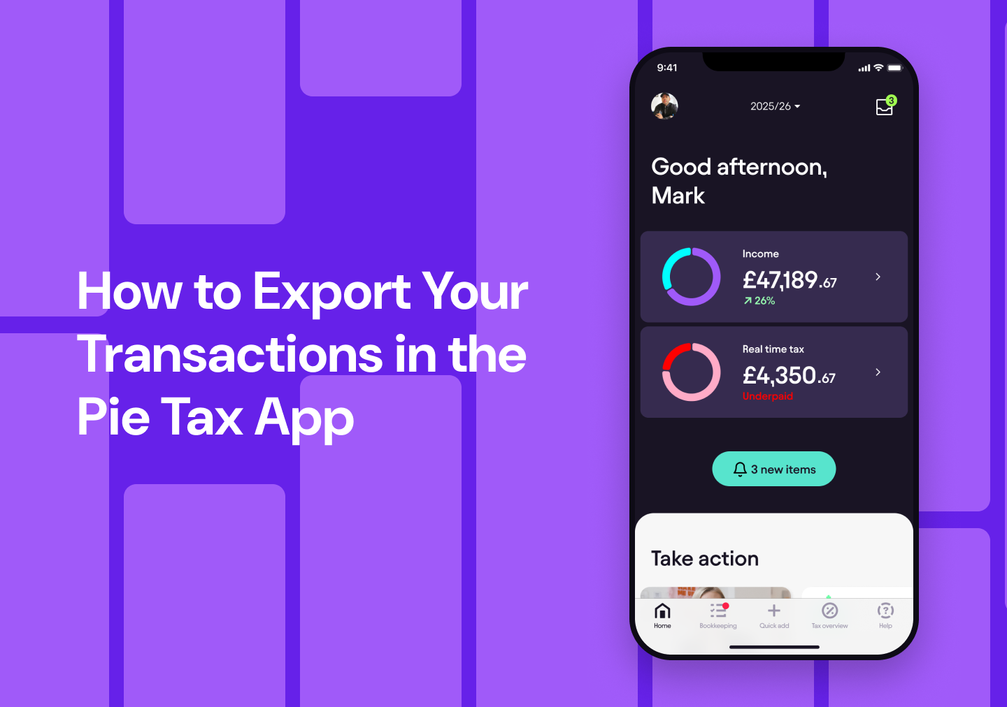 Learn how to export your transactions from the Pie Tax App as a PDF, CSV or XLSX file for any tax year, quarter or custom date range.